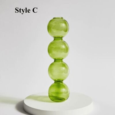 Lime Green Glass Candlesticks / Vase - Style C / sku345