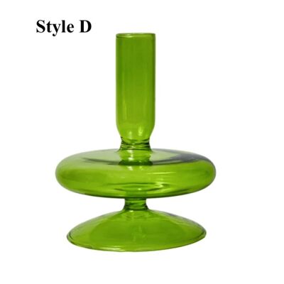 Lime Green Glass Candlesticks / Vase - Style D / sku346