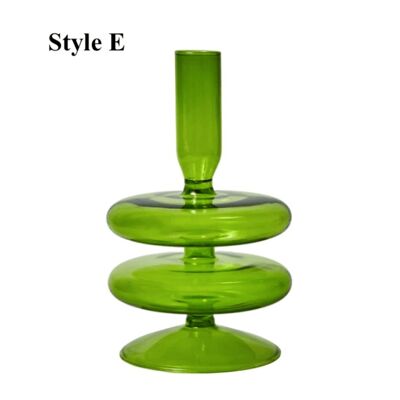 Lime Green Glass Candlesticks / Vase - Style E / sku347