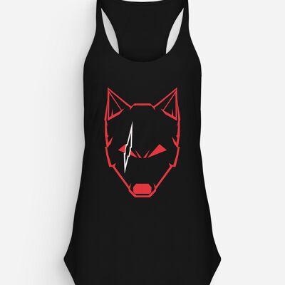 Black Red & White Scarred Wolf Woman Tank Top