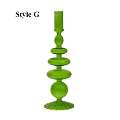 Lime Green Glass Candlesticks / Vase - Style G / sku349