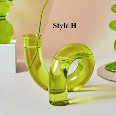 Lime Green Glass Candlesticks / Vase - Style H / sku350