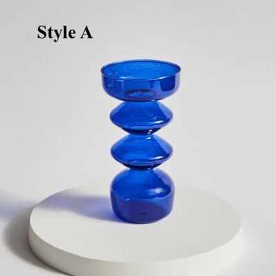 Blue Glass Candlesticks / Vase - Style A / sku351