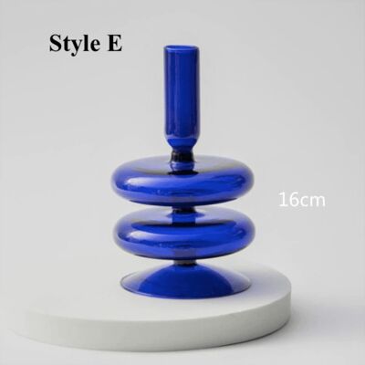 Blue Glass Candlesticks / Vase - Style E / sku355