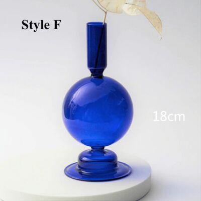 Blue Glass Candlesticks / Vase - Style F / sku356