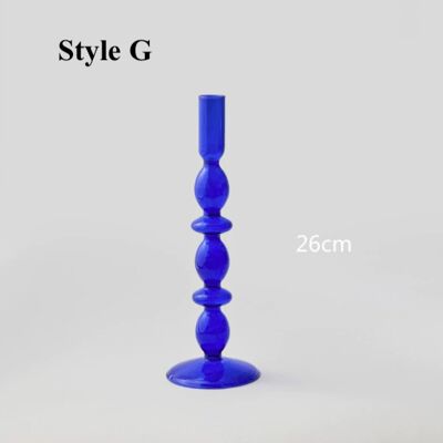 Blue Glass Candlesticks / Vase - Style G / sku357