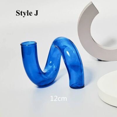 Blue Glass Candlesticks / Vase - Style J / sku360