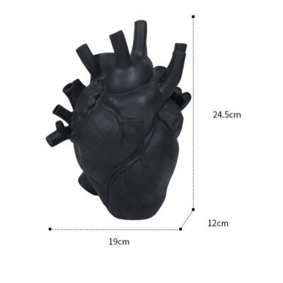 Resin Heart Shaped Vase - Black Large / sku369