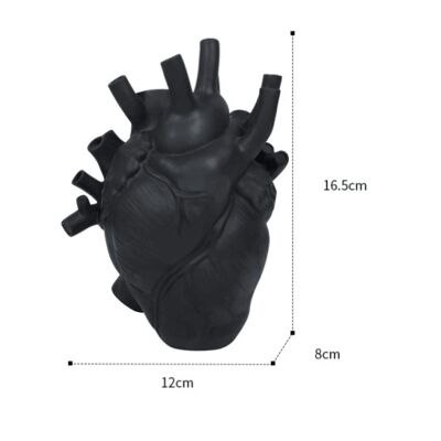Resin Heart Shaped Vase - Black Small / sku370