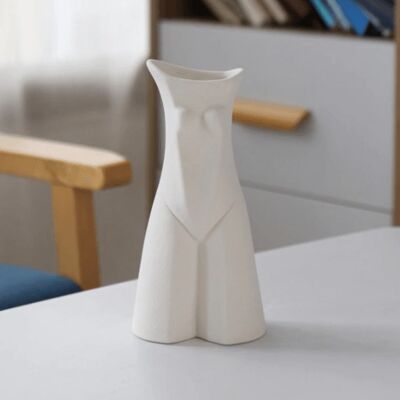 Ceramic Abstract Body Art Vase - White / sku371