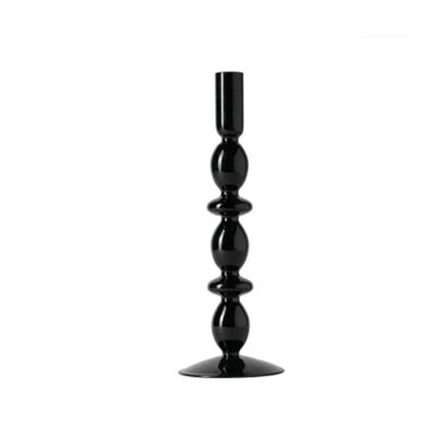 Vintage Glass Candlesticks Candles Holders - Black Two Ring / sku382