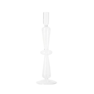 Vintage Glass Candlesticks Candles Holders - Clear One Ring / sku393