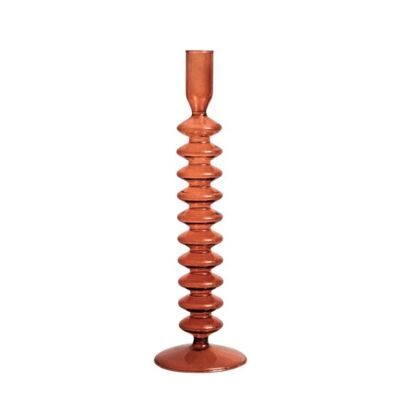Vintage Glass Candlesticks Candles Holders - Brown String / sku395