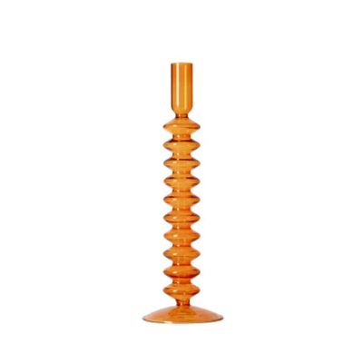 Vintage Glass Candlesticks Candles Holders - Orange String / sku398