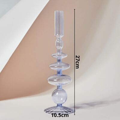 Lilac Glass Candlesticks / Vase - 3 Rings / sku403