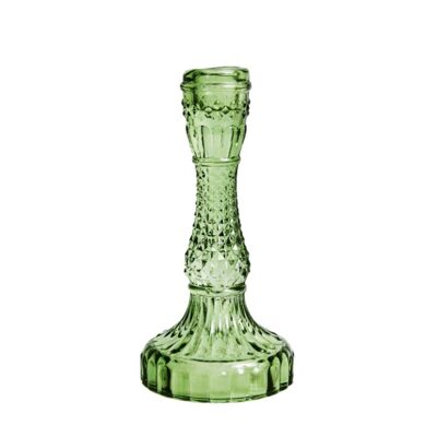 Vintage Crystal Candle Holder - Green / sku409