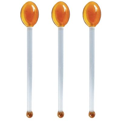 Set of 3 Glass Coffee Dessert Spoons - Orange / sku461