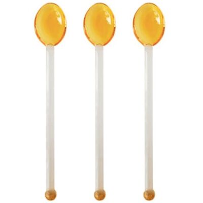 Set of 3 Glass Coffee Dessert Spoons - Yellow / sku465