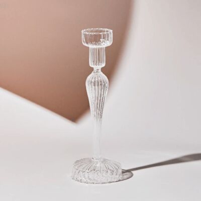 Artist Style Glass Candle Holders - Clear / sku475