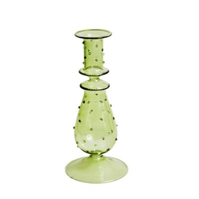 Artist Style Glass Candle Holders - Dot Green / sku476