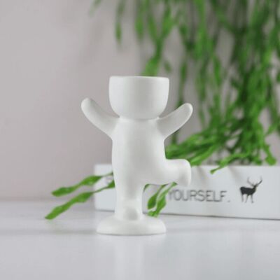 Humanoid Ceramic Flower Pot Vase - White - Stand / sku516