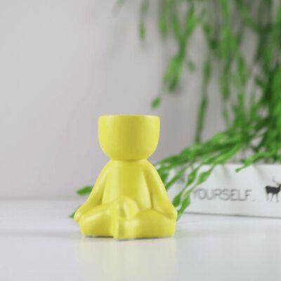 Humanoid Ceramic Flower Pot Vase - Yellow - Sit / sku521