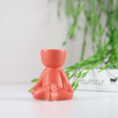 Humanoid Ceramic Flower Pot Vase - Red - Sit / sku523