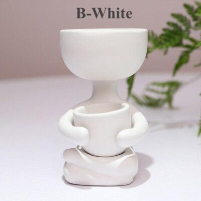 Humanoid Ceramic Flower Pot Vase - B White / sku527