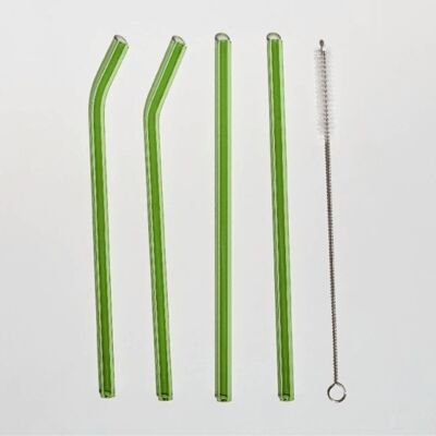 Set of 4 Reusable Glass Straws - Lime Set / sku539