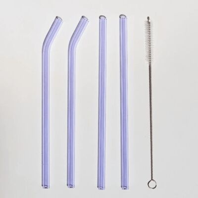 Set of 4 Reusable Glass Straws - Purple Set / sku543