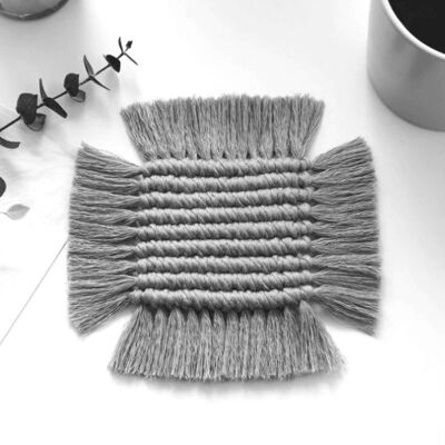 Handmade Macrame Cup Mat - Grey / sku555