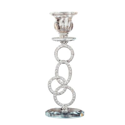 Crystal Glass Taper Candle Holder - 1pcs Silver / sku834