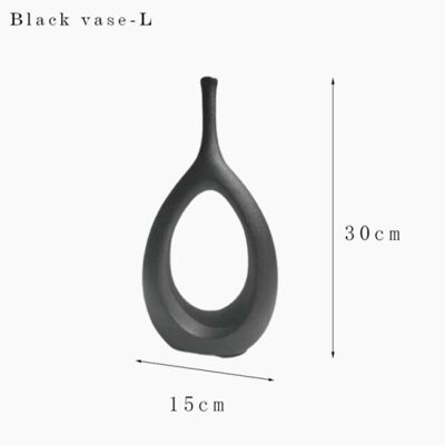 Black Hollow Out Ceramic Vase - Black - Large / sku839
