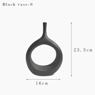 Black Hollow Out Ceramic Vase - Black - Small / sku840