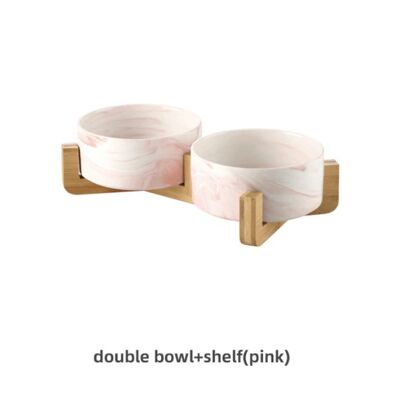 Marbling Ceramic Dog Cat Food Bowl - 400ML - Pink double / sku845