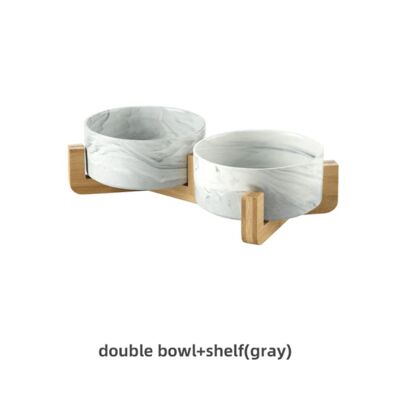 Marbling Ceramic Dog Cat Food Bowl - 400ML - Gray double / sku846