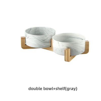 Marbling Ceramic Dog Cat Food Bowl - 850ML - Gray double / sku850