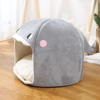 Cute Shark Cat Bed - L(44X44X35cm) - Grey / sku863