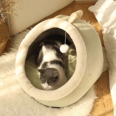 Cozy Cute Cat Bed - S (31X30X28cm) - Dragon (Green) / sku876