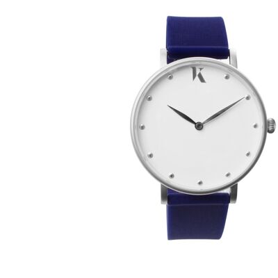 Sapphire Blue & Silver Silicone Watch