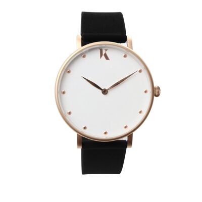 Jet Black & Rose Gold Silicone Watch