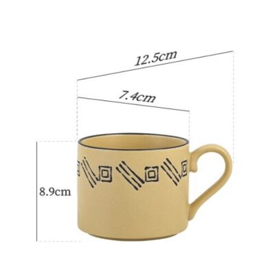 Nordic Hand-painted Ceramic Mugs - Yellow / sku948