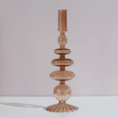 Retro Glass Classic Craft Candlesticks - Brown / sku958