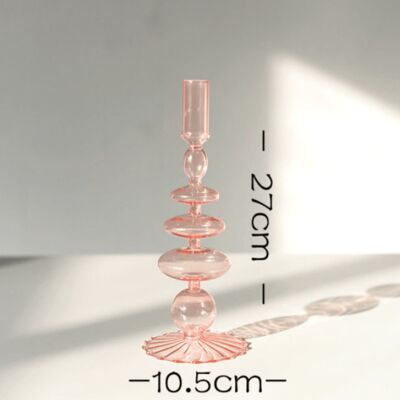 Retro Glass Classic Craft Candlesticks - Pink / sku959