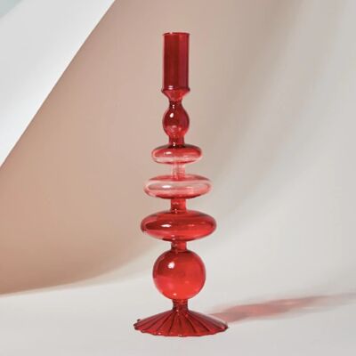 Retro Glass Classic Craft Candlesticks - Red / sku961