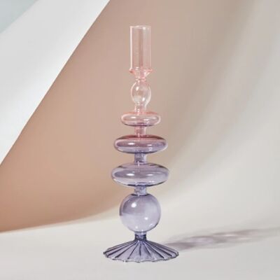 Retro Glass Classic Craft Candlesticks - Pink - Purple / sku962
