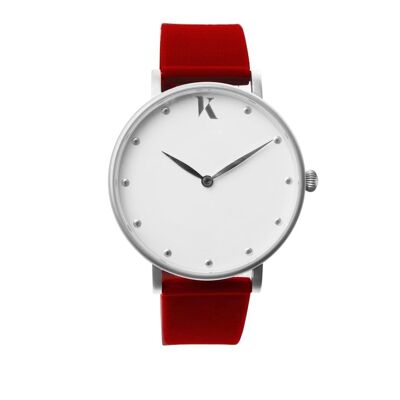 Ruby Red & Silver Silicone Watch