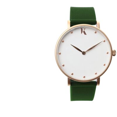 Emerald Green & Rose Gold Silicone Watch