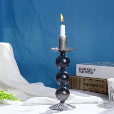 Ball Glass Candlesticks / Vase - Black / sku981