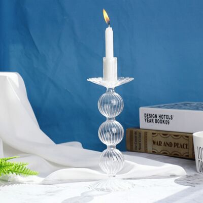 Ball Glass Candlesticks / Vase - Clear / sku982